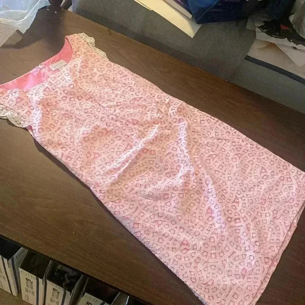 Jessica Simpson hot pink with lace overlay womens dress size 8